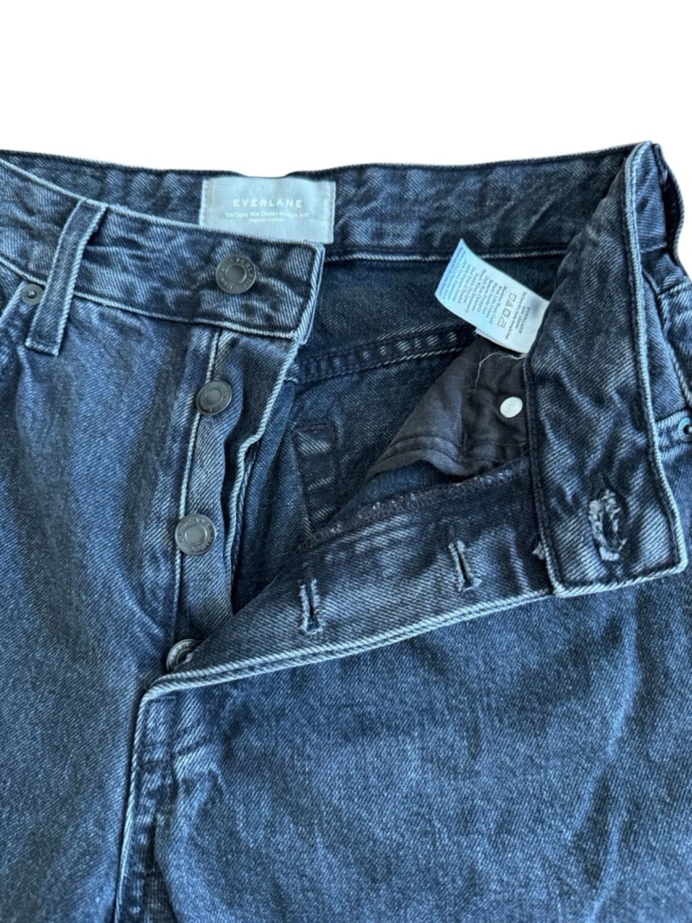 Everlane The Curvy 90s Cheeky Straight Jean Denim Black Dark Organic Cotton 28 - Picture 5 of 11